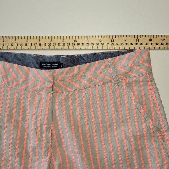 Southern Marsh Turner Stripe Brighton Shorts Gray & Salmon Seersucker Size 4 - Picture 8 of 9